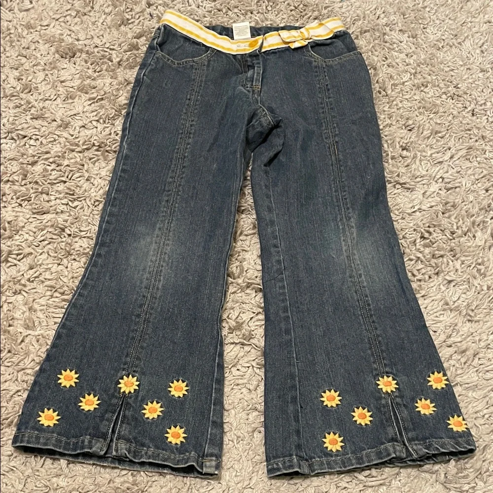 2007 Gymboree Outlet Flare Jeans w/Sunflower Embroidery, Size 7